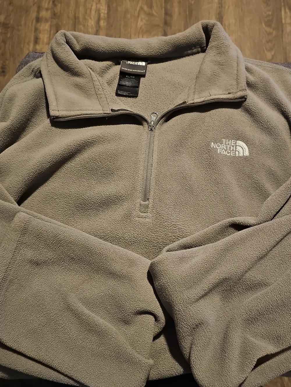 The North Face Fleece Pullover Men Jacket Xlarge Gray Green Sweatshirt